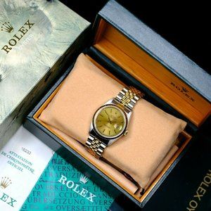 MEN'S ROLEX DATEJUST CHAMPAGNE DIAL FLUTED 36MM WATCH ORIGINAL BOX & PAPERS